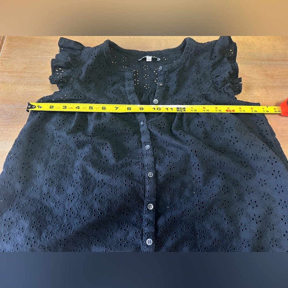 Madewell Women’s Black Eyelet Top 100% Cotton small - Picture 7 of 9